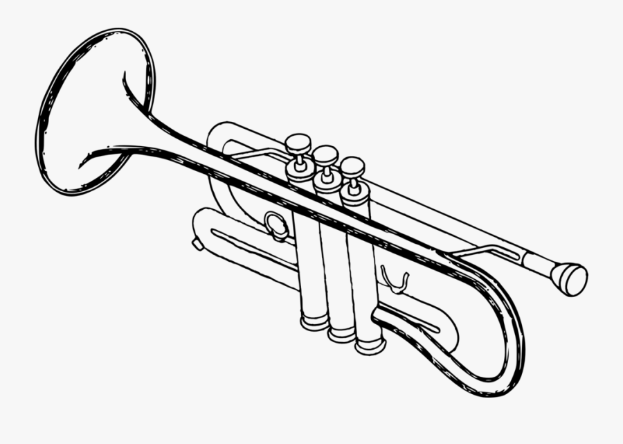 Public Domain Clip Art - Trumpets Black And White, Transparent Clipart