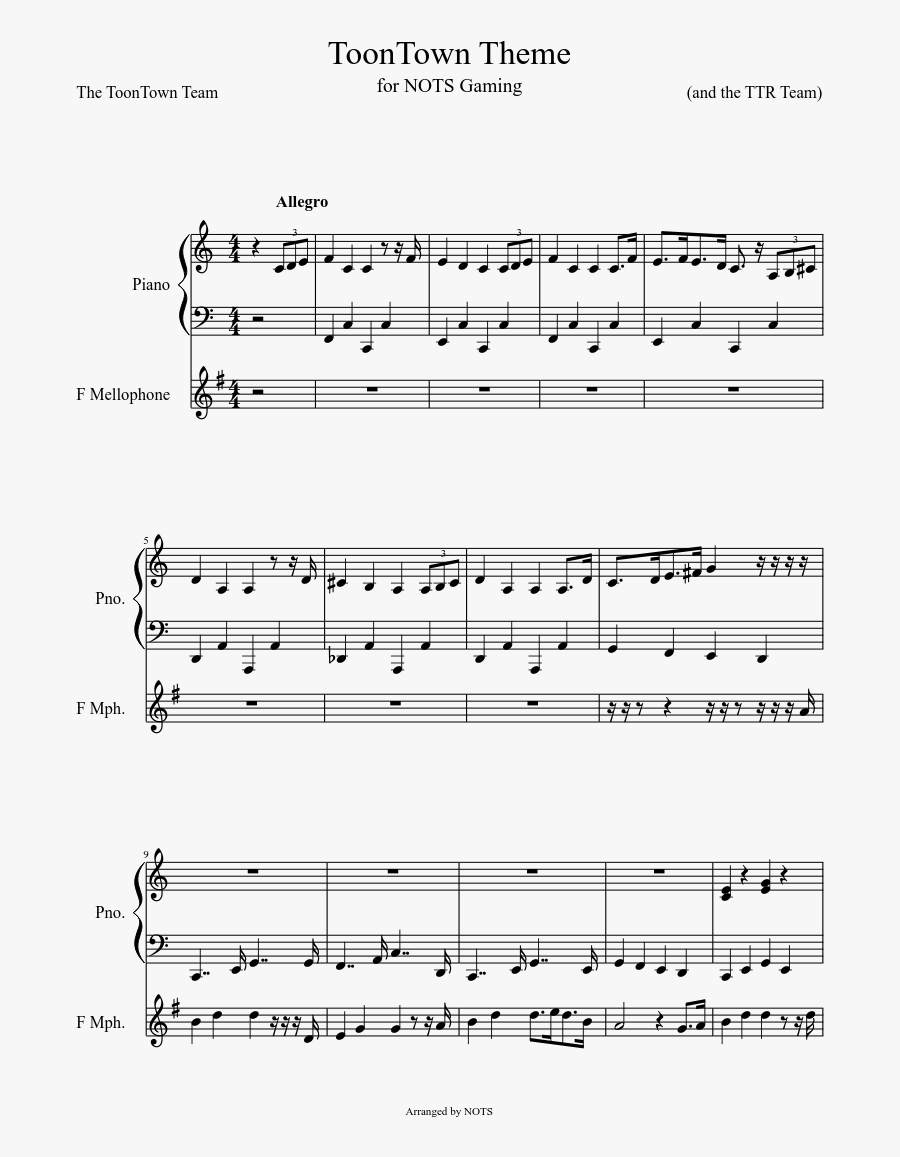 Toontown Theme Sheet Music Composed By 1 Of - Lord Is My Shepherd Score, Transparent Clipart