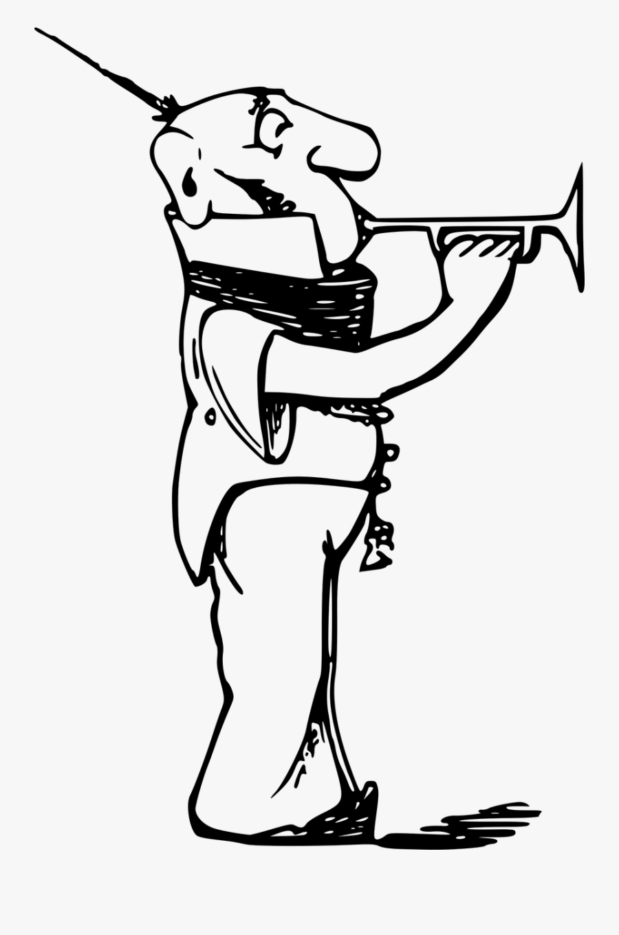Clip Art Drawing Of A Trumpet - Zurna Çalan Adam Çizimi, Transparent Clipart