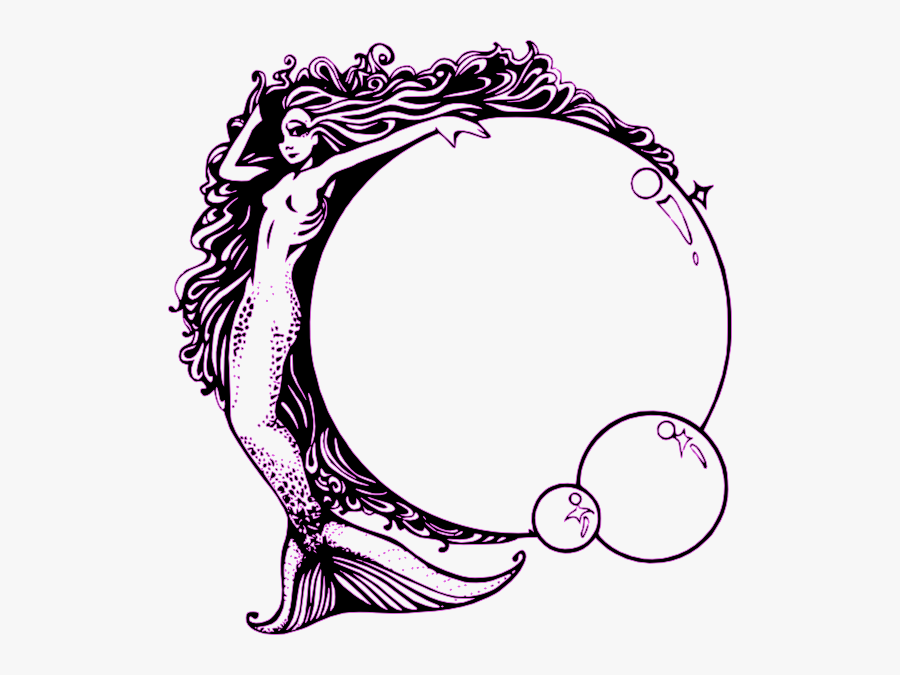 Cartoon Clipart Mermaid Black And White, Transparent Clipart