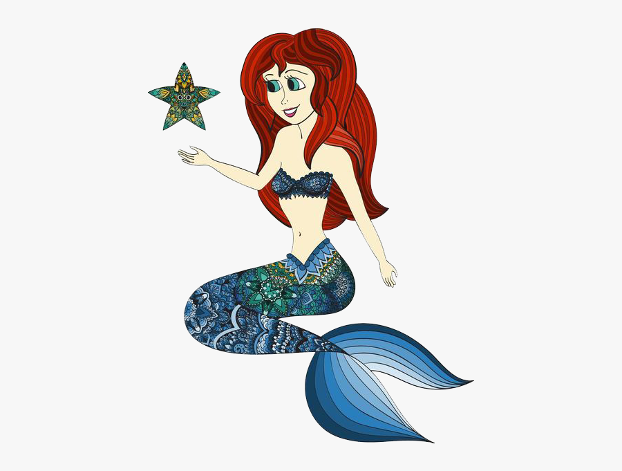 Mermaid Drawing Illustration - Back Of Cartoon Mermaid, Transparent Clipart