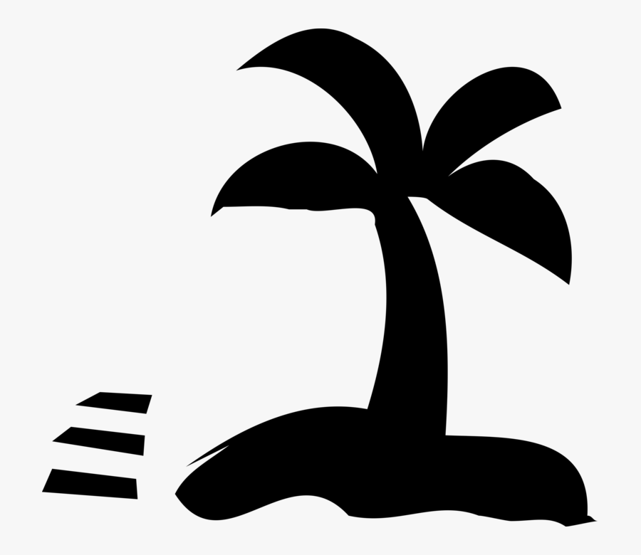 Vector Illustration Of Arecaceae Palm Tree On Deserted, Transparent Clipart