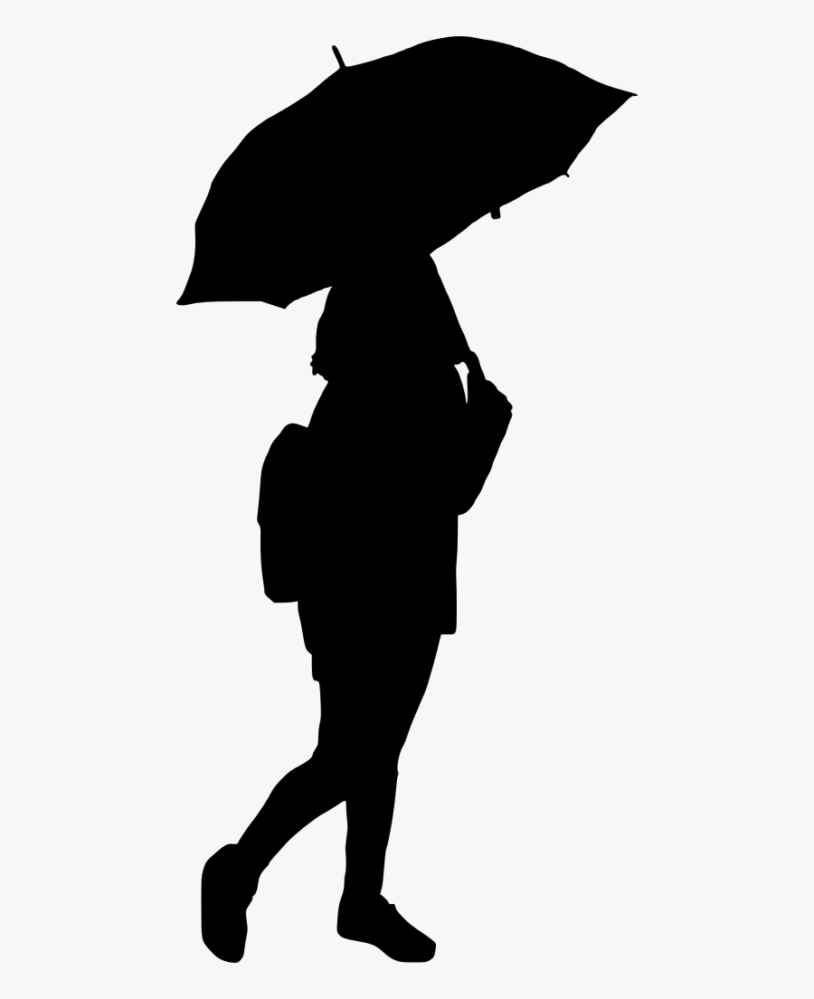 Clip Art Fat Silhouette - Woman Umbrella Black Png, Transparent Clipart