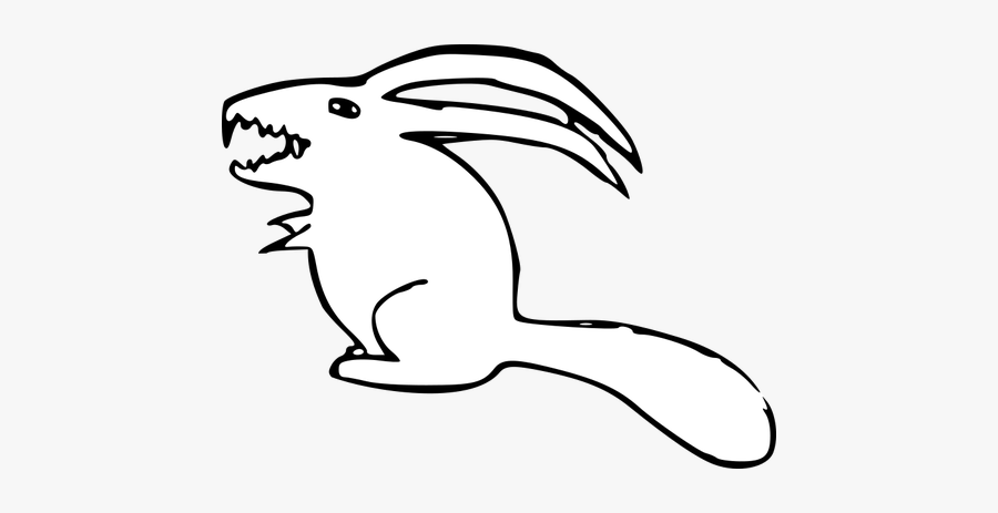 Scary Rabbit Drawing - Snowshoe Hare Cartoon, Transparent Clipart