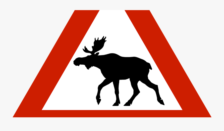 Norway Moose Sign - Moose Road Sign Norway, Transparent Clipart
