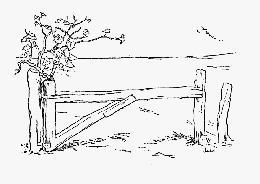 Fence Clipart Fence Field - Line Drawing Children Sitting, Transparent Clipart
