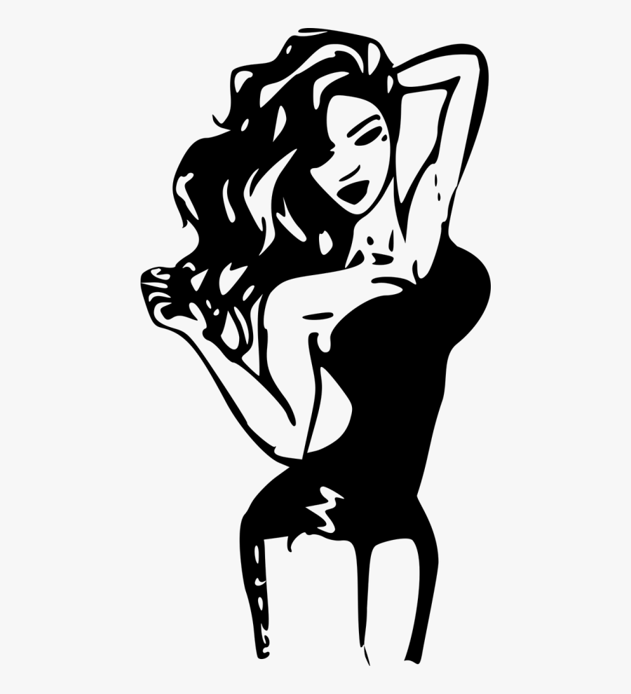 Woman Silhouette Contour, Transparent Clipart