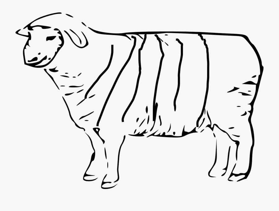 Transparent Stripes Clipart - Drawing Of A Sheep Clip Art Black, Transparent Clipart