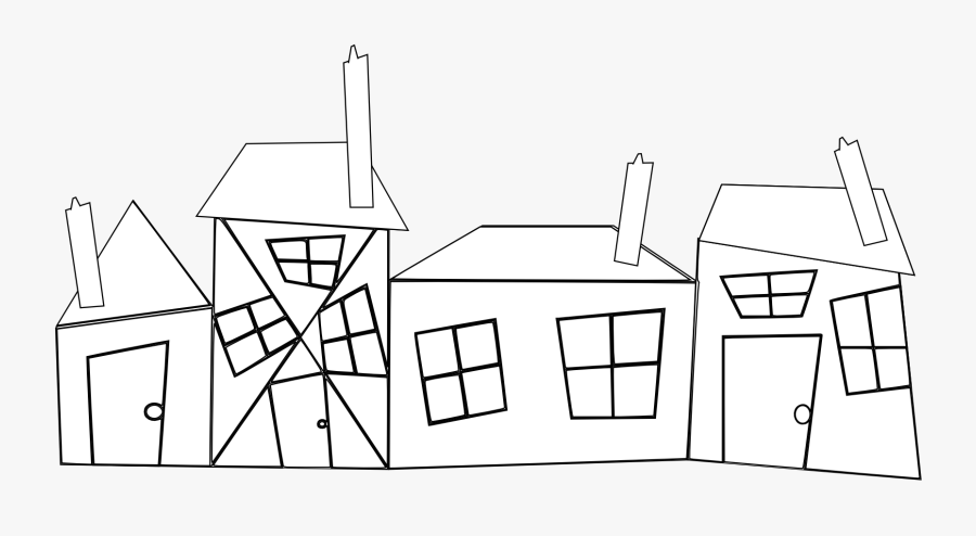 Adobe Clipart Mud House - Black Line Crazy House, Transparent Clipart