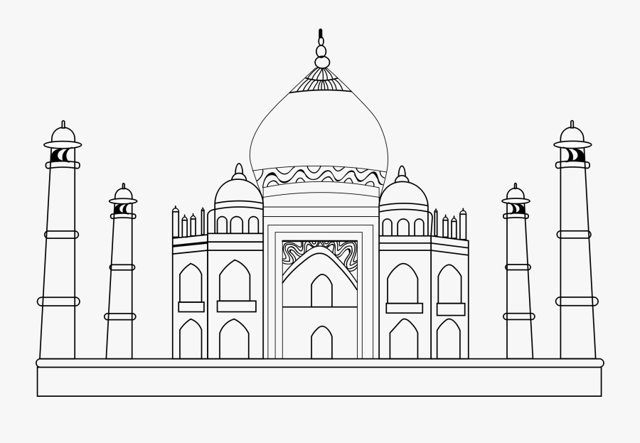 Taj Mahal Outline Drawing, Transparent Clipart