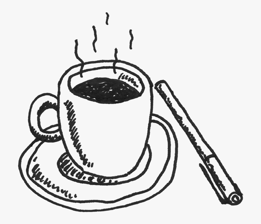 Work And Drink Coffee Sketch - Line Art, Transparent Clipart