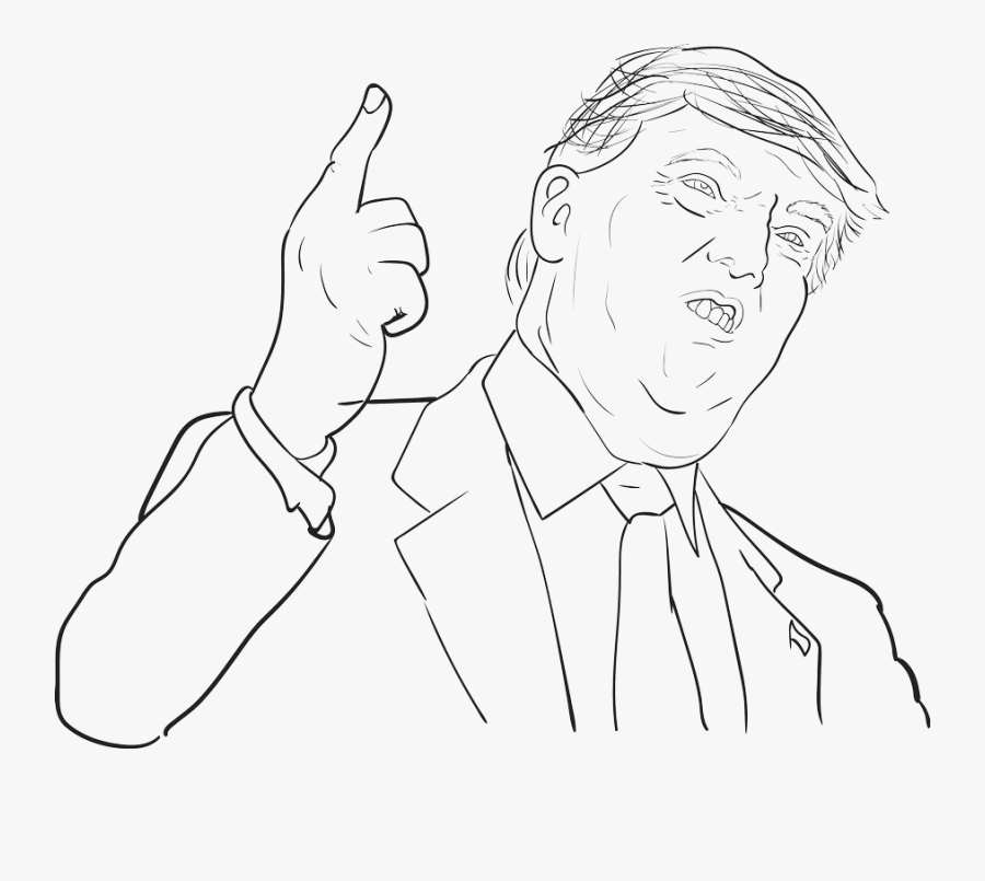 Donald Trump Face Lineart - Donald Trump Outline Drawing, Transparent Clipart