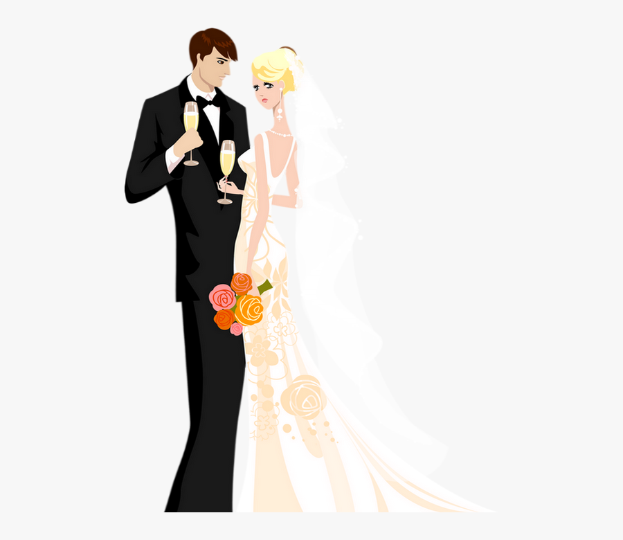 ♥ Mariage, Mariés Png, Dessin, Couple - Download Template Wedding Invitation Png, Transparent Clipart
