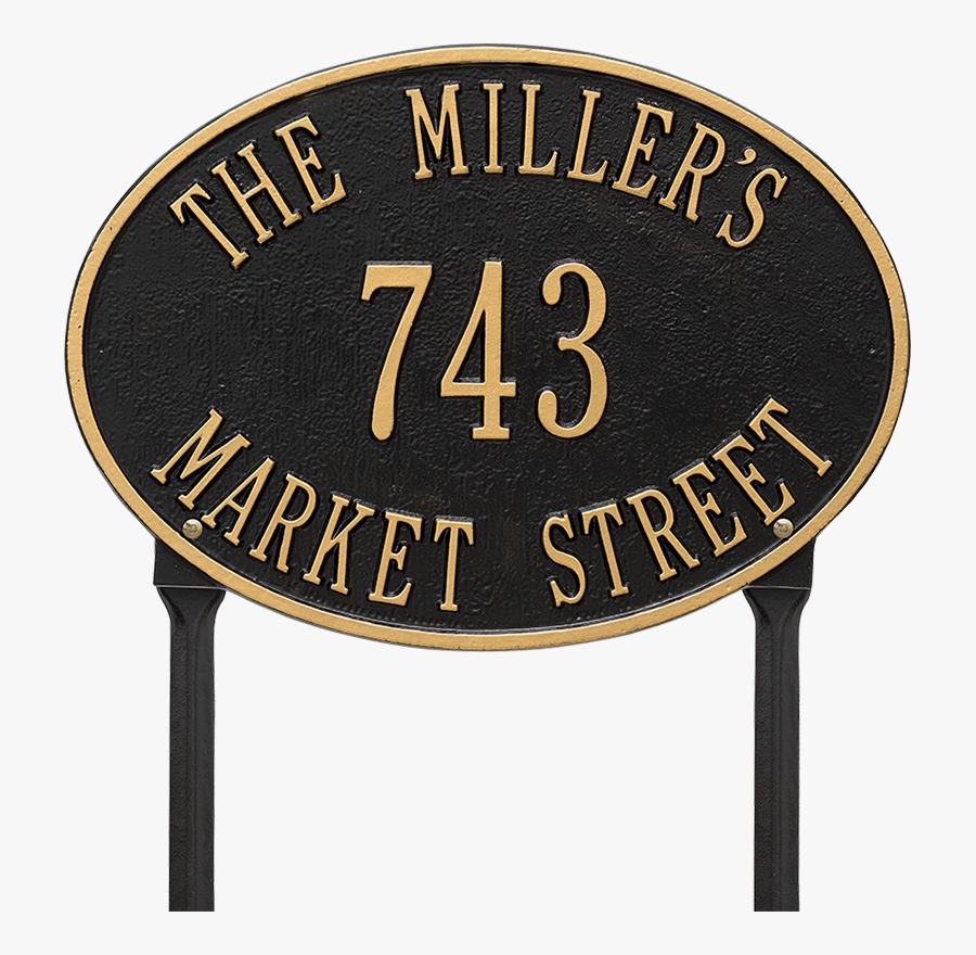 Hawthorne Oval Standard Lawn Address Plaque, Three - Emblem, Transparent Clipart