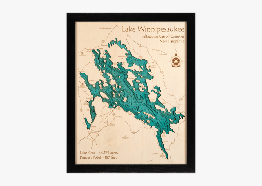 Lake Winnipesaukee New Hampshire Map, Transparent Clipart