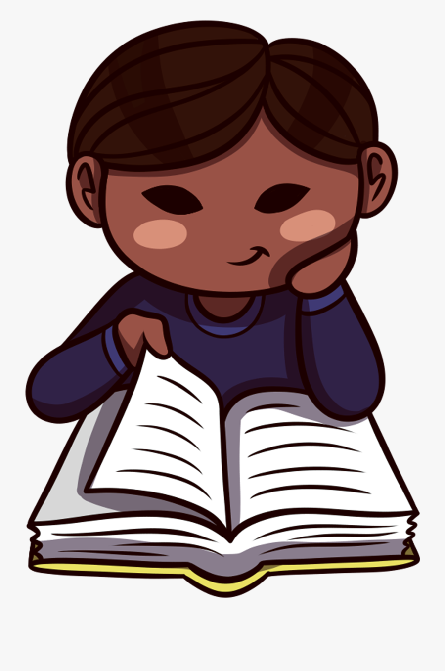 Boy Reading Peacefully - Child Reading Clip Art, Transparent Clipart