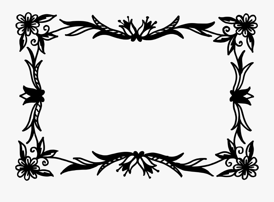 Ornament,plant,clip Art,line Art,black And White - Vector Flower Clipart Black And White, Transparent Clipart