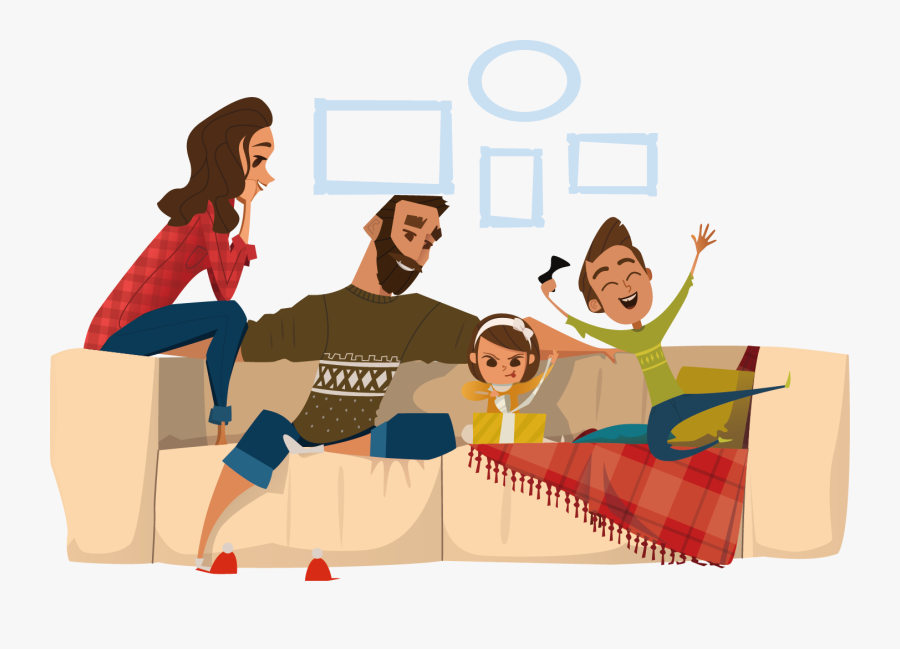Clip Art Sitting On Couch Watching Tv Eating Cheetos - Family Vector Diwali Png, Transparent Clipart