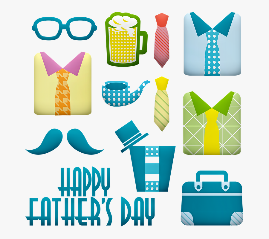 Father"s Day, Shirts, Tie, Beer, Briefcase, Glasses - Mensajes De Feliz Día Del Padre, Transparent Clipart