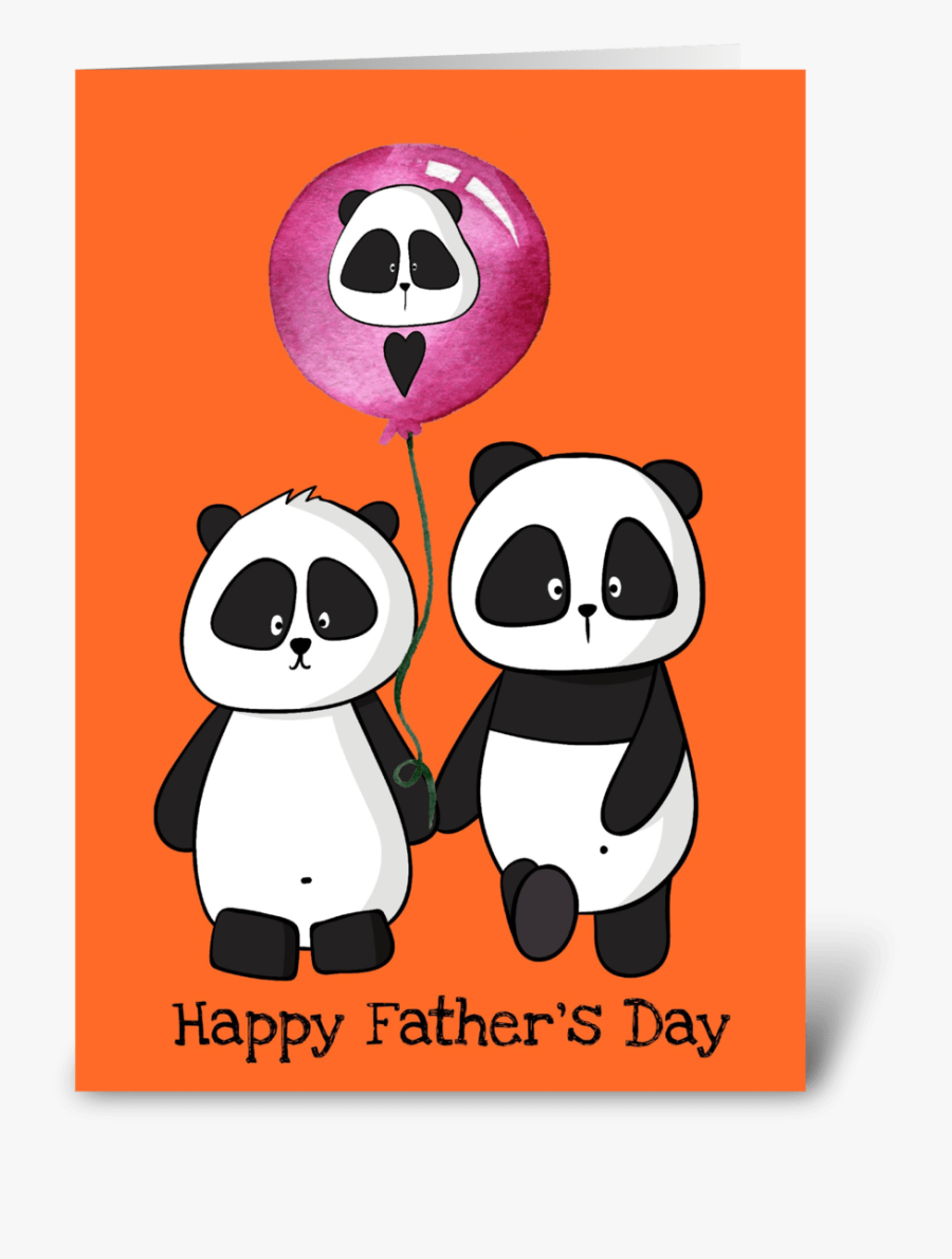 Fathers Day 2 Pandas Greeting Card - Father Day Pandas, Transparent Clipart