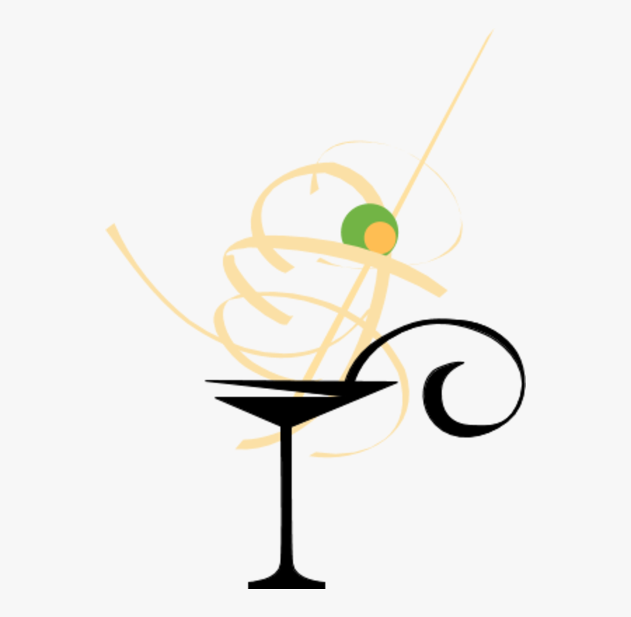 Martini Drink In A Fancy Glass With Olive - Martini Glass Clip Art, Transparent Clipart