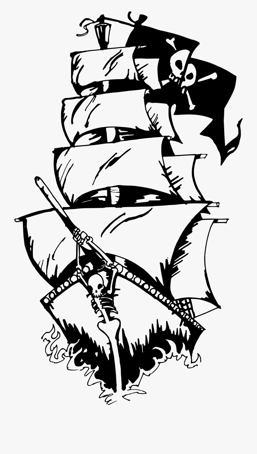 Pirate Ship Images Black And White, Transparent Clipart
