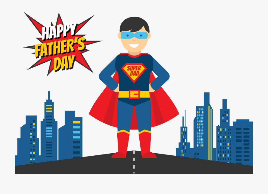 Father Superhero Illustration - Father's Day Superman Dad, Transparent Clipart