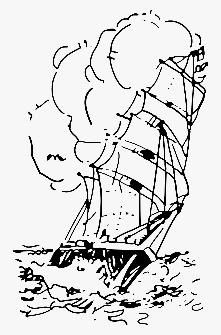 Pirate Boat Sailboat - Ship In Storm Clipart, Transparent Clipart