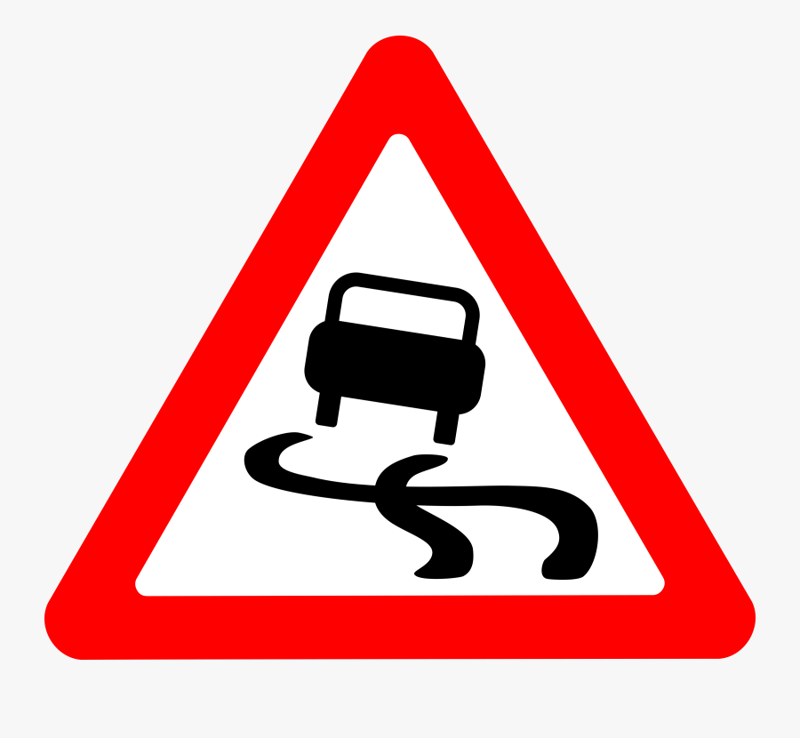 Transparent Sidewalk Clipart - Traffic Signs Slippery Road, Transparent Clipart