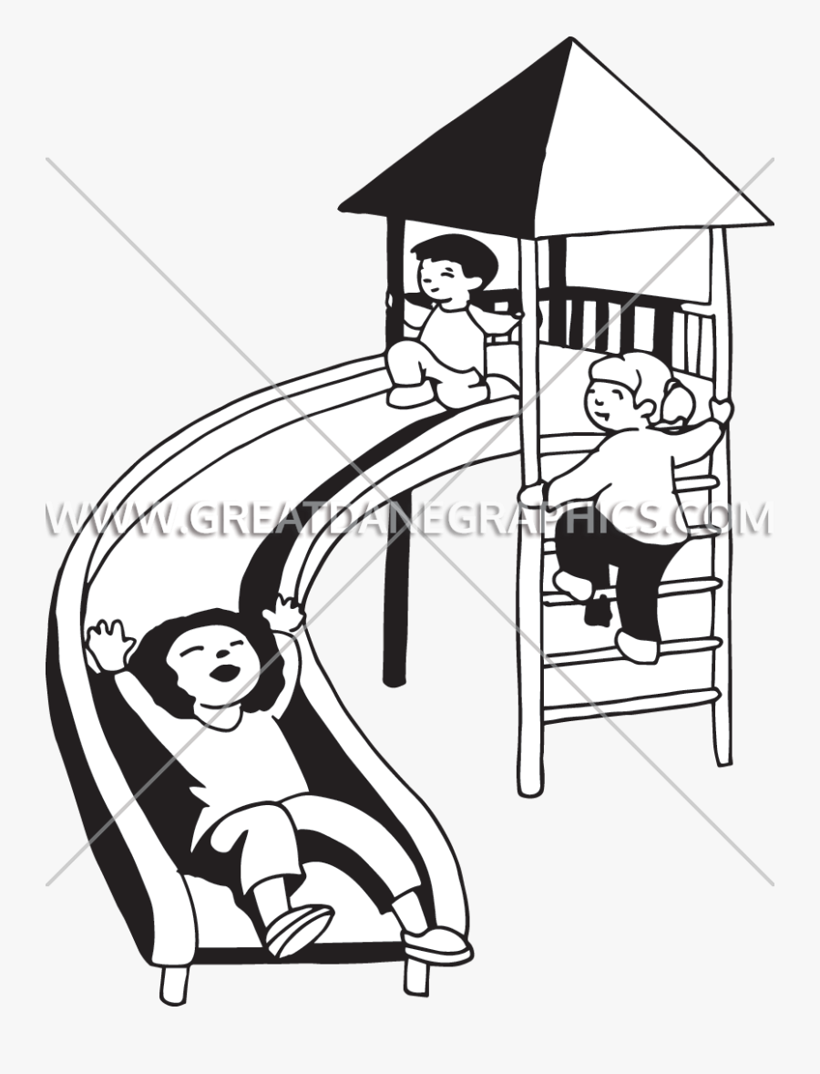Clip Art Collection Of Free Drawing - Clipart Cartoon Black And White Playground, Transparent Clipart