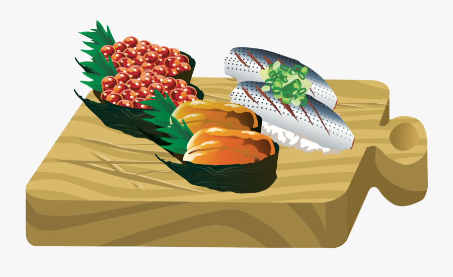Sushi Fast Food Line Art Vegetable - Illustration, Transparent Clipart