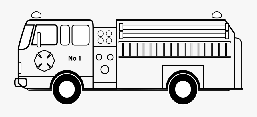 Picture Royalty Free Library Car Fire Engine Coloring - Fire Engine Clipart Black And White, Transparent Clipart