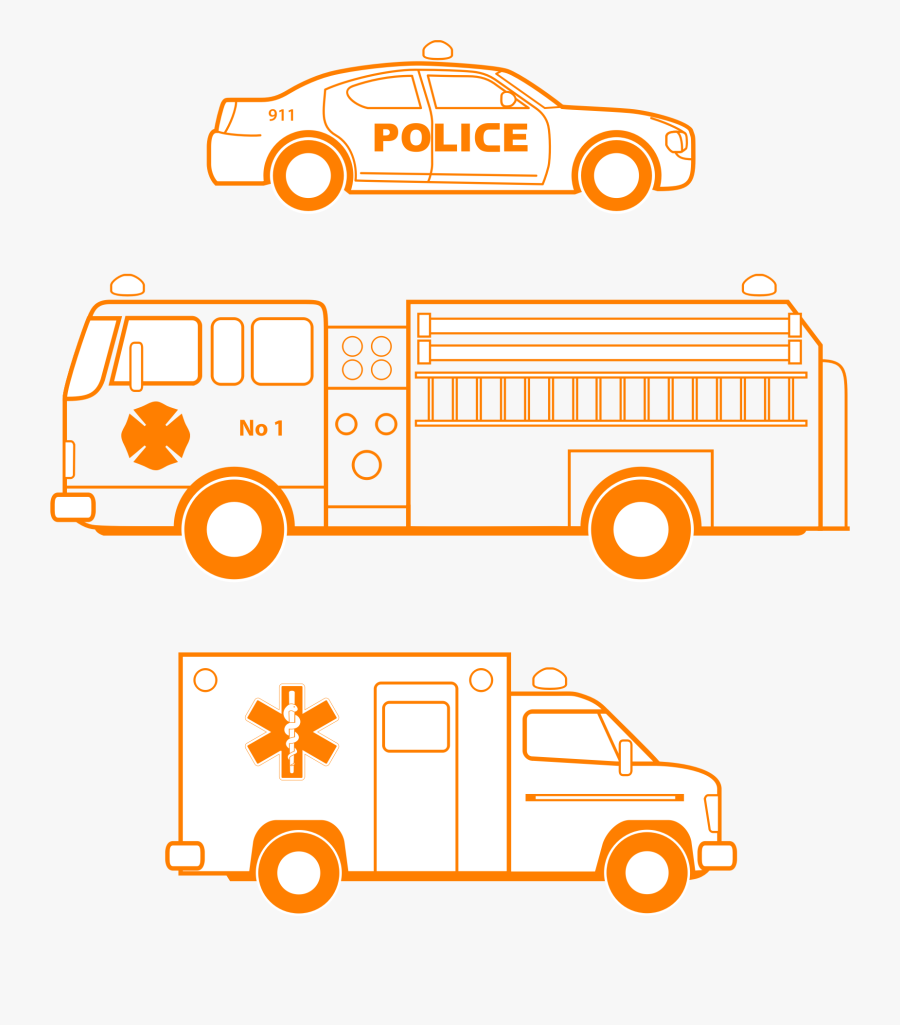 Police Fire Ema Big - Ambulance Clipart Black And White, Transparent Clipart