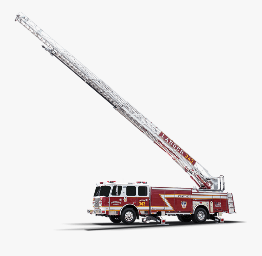 Vector Black And White Fire Truck Ladder Image - Fire Truck Ladder Up, Transparent Clipart