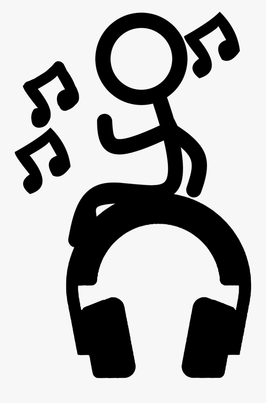 Transparent Stickman Png - Stick Figure Listening To Music, Transparent Clipart