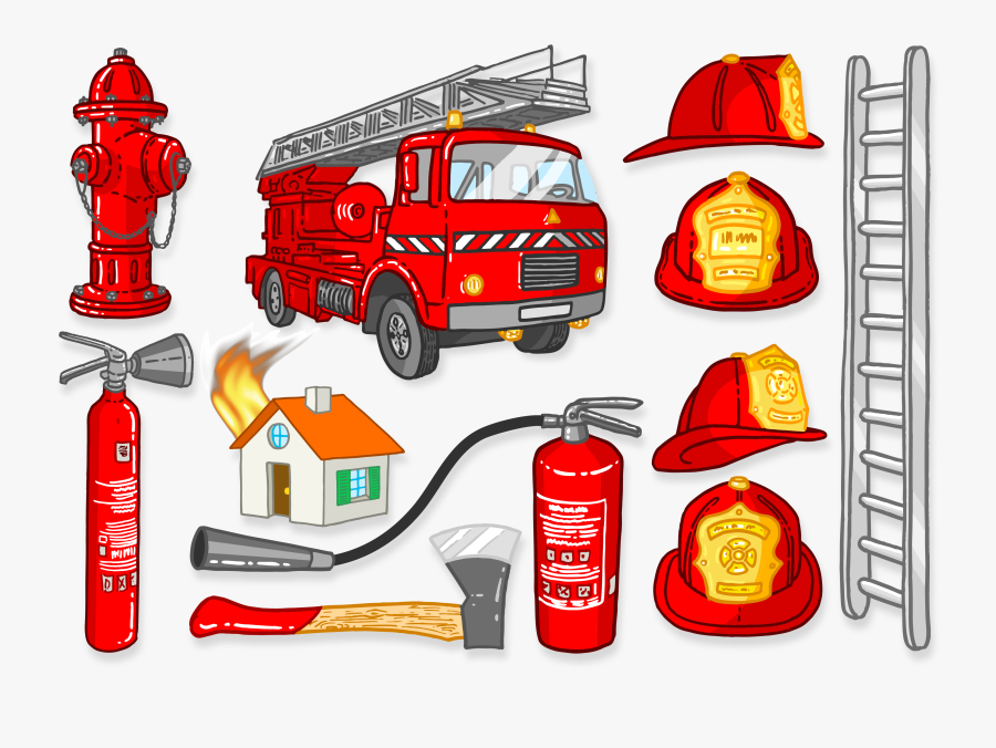 Transparent Fire Truck Clip Art - Things Found In Fire Station, Transparent Clipart