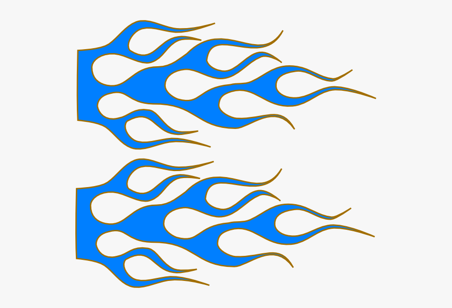 Blue Racing Flames, Transparent Clipart