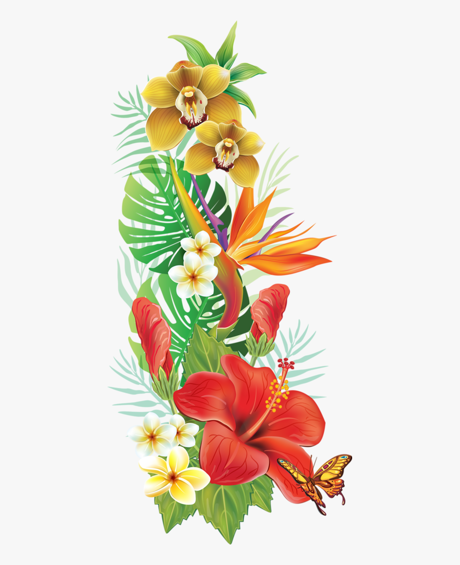 Flower,hawaiian Art,flowering Family,graphics - Hawaiian Tropical Flowers Png, Transparent Clipart