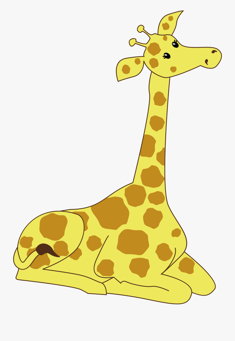 Kneeling Cartoon Giraffe - Giraffe Sits Clipart, Transparent Clipart
