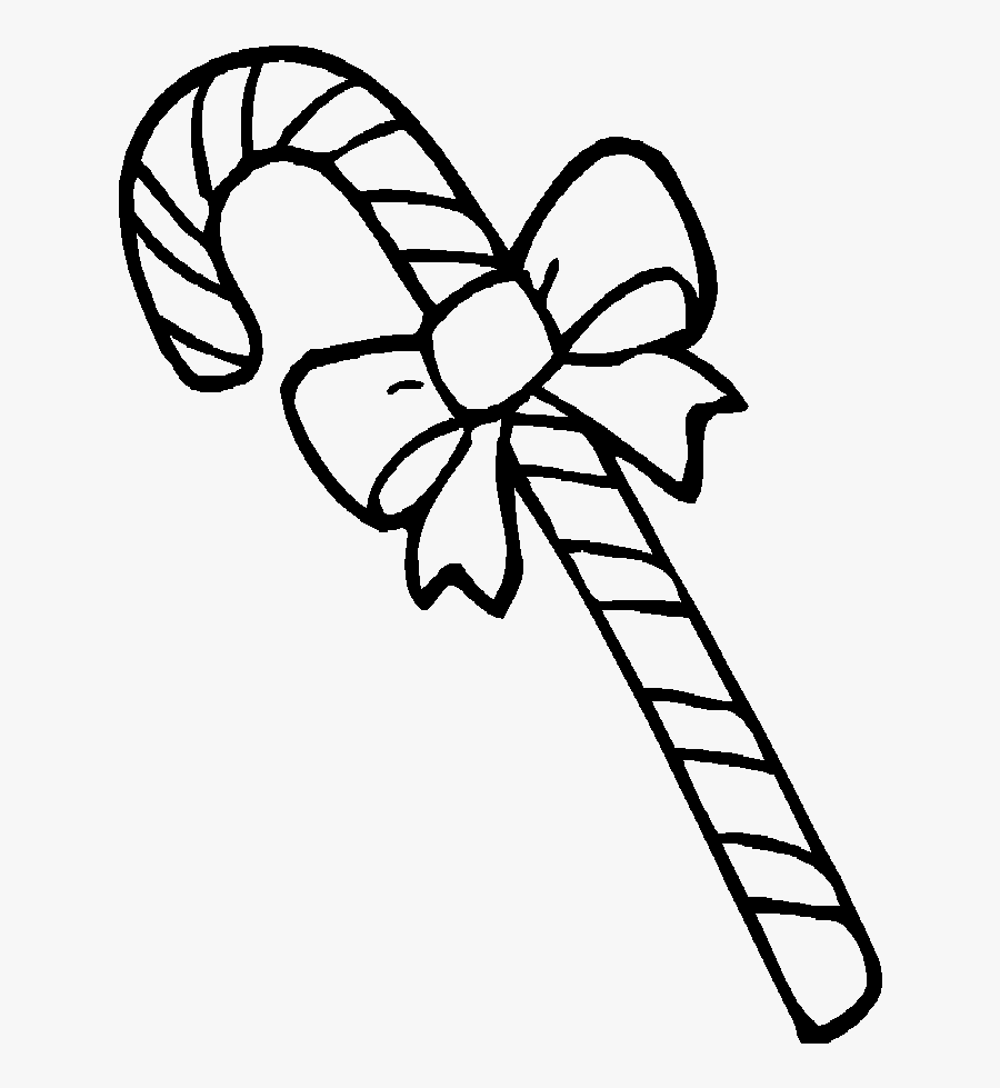 Candy Cane Coloring Pages With Bow - Colouring In Candy Cane, Transparent Clipart