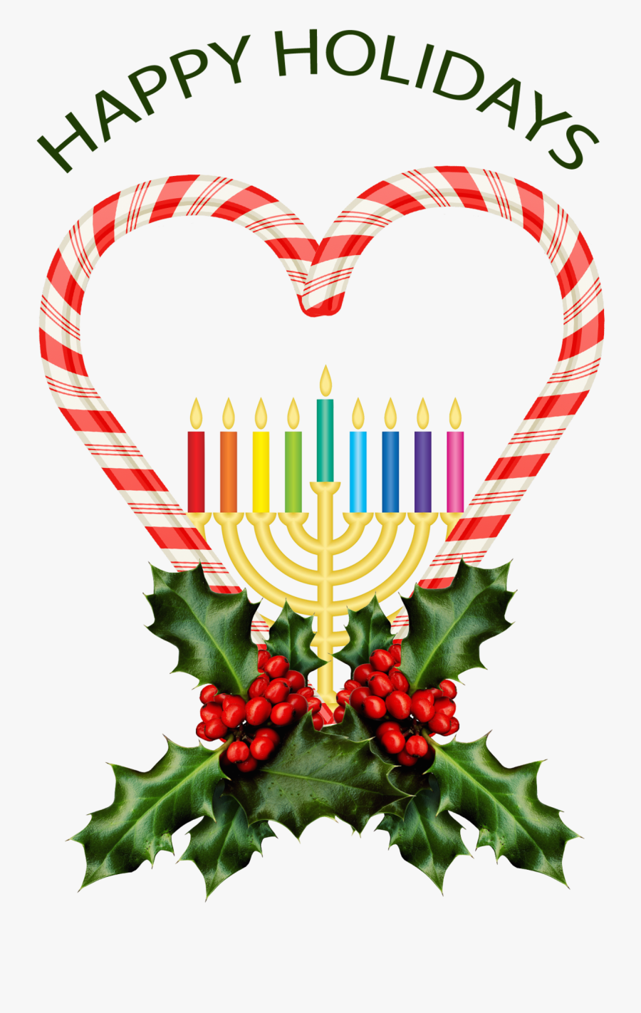 Candy Cane Clipart Holly - Heart, Transparent Clipart