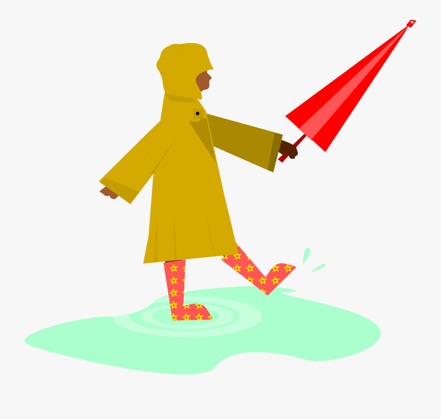 Child Playing In The Rain - Raincoat Png Clipart, Transparent Clipart