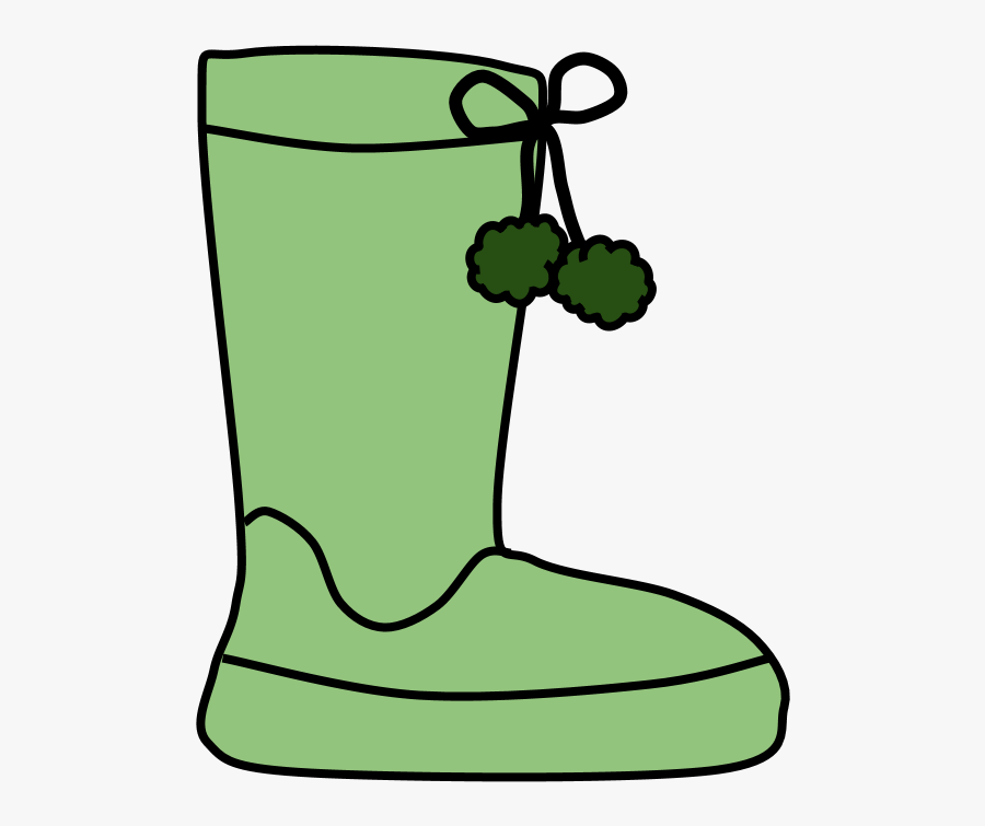 Boots, Pom-poms, Snow, Rain, Green, - Boot, Transparent Clipart