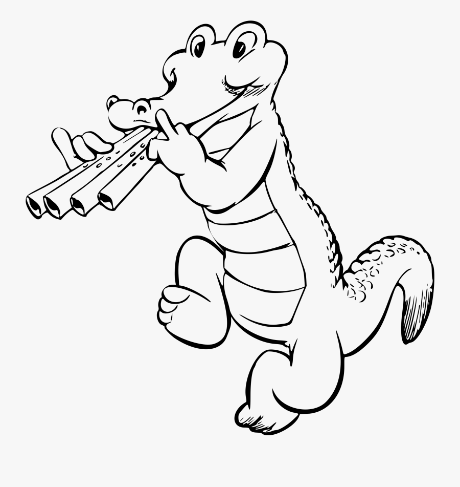 Musical Crocodile Clip Arts - Alligator With Musical Instruments Color Pages, Transparent Clipart