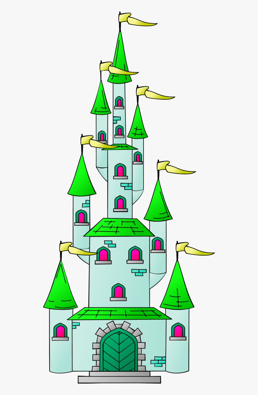 Vector Clip Art - Green Castle Clip Art, Transparent Clipart