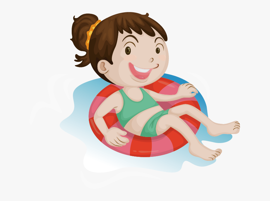 Cartoon Swimming Illustration - Cartoon Swimmer Girl Transparent Background, Transparent Clipart