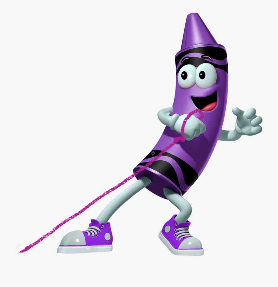 Purple Crayon Cartoon Character Pulling A Purple String - Crayola Crayon Characters, Transparent Clipart