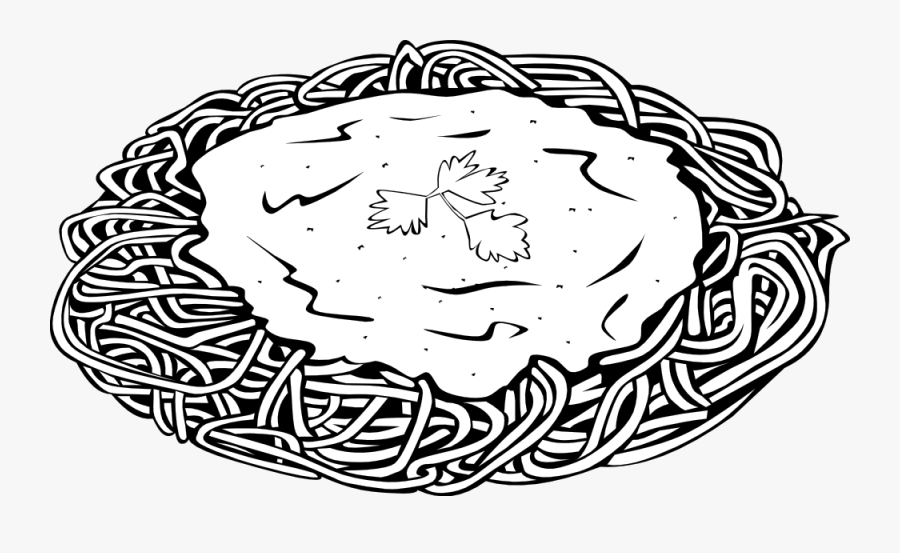 Fast Food, Lunch-dinner, Spaghetti - Pasta Black And White Clipart, Transparent Clipart