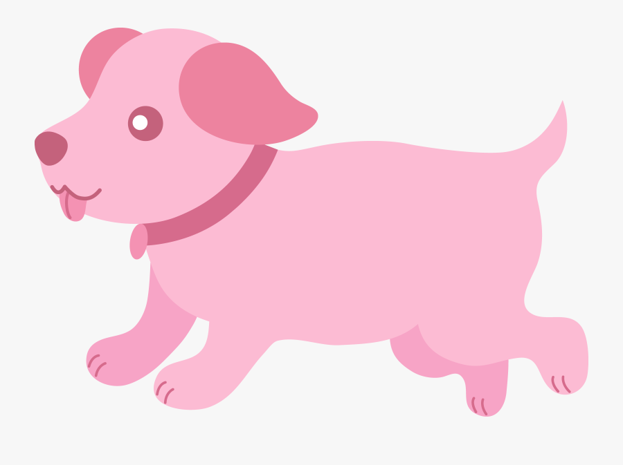 Cute Pink Puppy Running - Dog Clipart Blue Png, Transparent Clipart