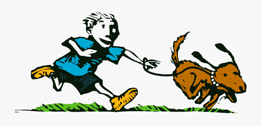 Child With Dog Running Graphic, Transparent Clipart